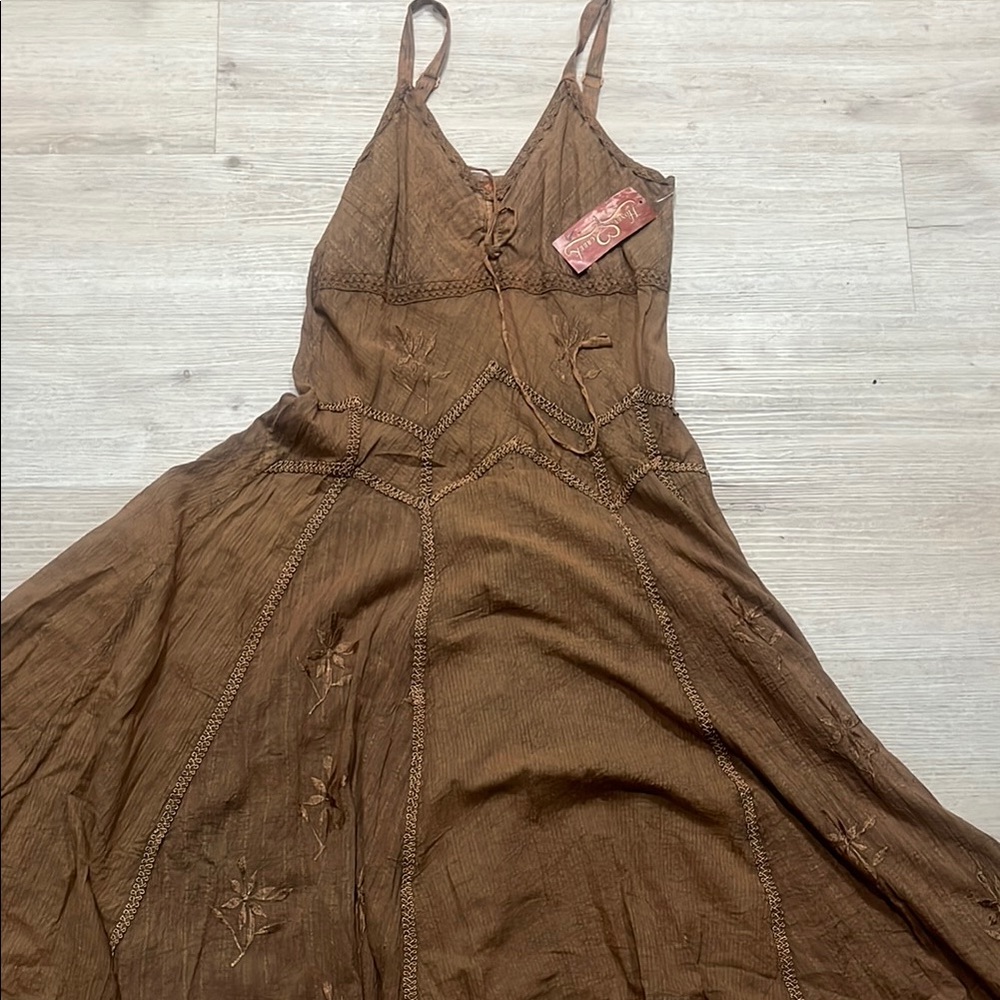 Brown Embroidered Women's Dress